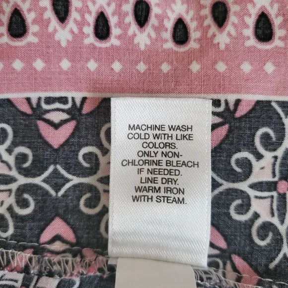 J.Jill Women's Border Floral Print Long Sleeve Peasant Top Black/Pink Sz Medium - Picture 13 of 13